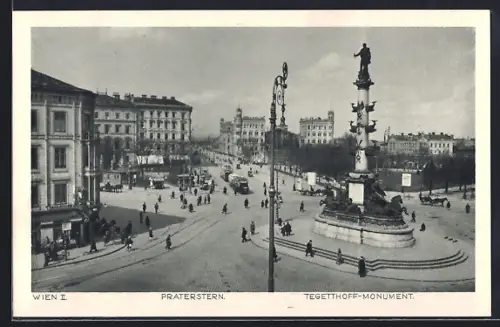 AK Wien, Praterstern und Tegetthoff-Monumen
