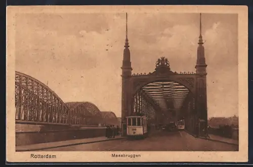 AK Rotterdam, Maasbruggen, Strassenbahn