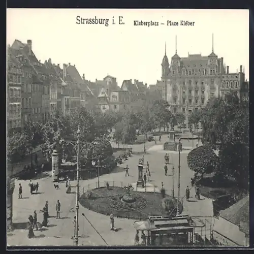 AK Strassburg i. E., Kleberplatz mit Strassenbahn aus der Vogelschau