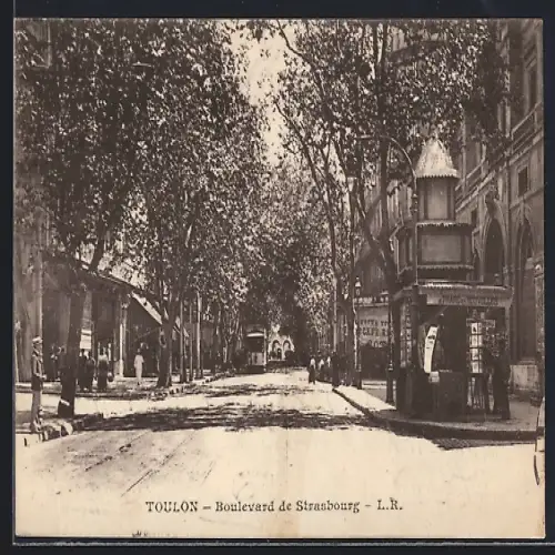 AK Toulon, Boulevard du Strasbourg, Strassenbahn