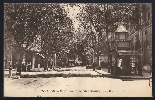 AK Toulon, Boulevard du Strasbourg, Strassenbahn