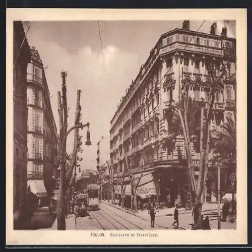 AK Toulon, Boulevard de Strasbourg, Strassenbahn