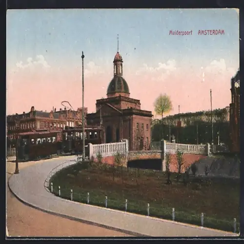 AK Amsterdam, Muiderpoort, Strassenbahn