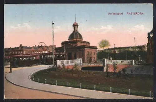 AK Amsterdam, Muiderpoort, Strassenbahn