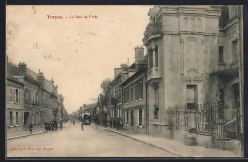 AK Troyes, La Rue de Paris, Strassenbahn