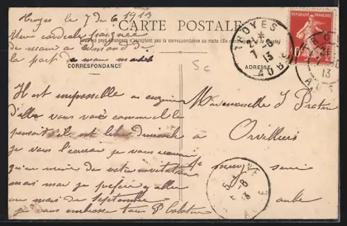 AK Troyes, La Rue de Paris, Strassenbahn