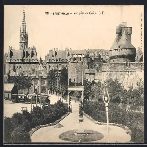 AK Saint-Malo, Vue prise du Casino, Strassenbahn