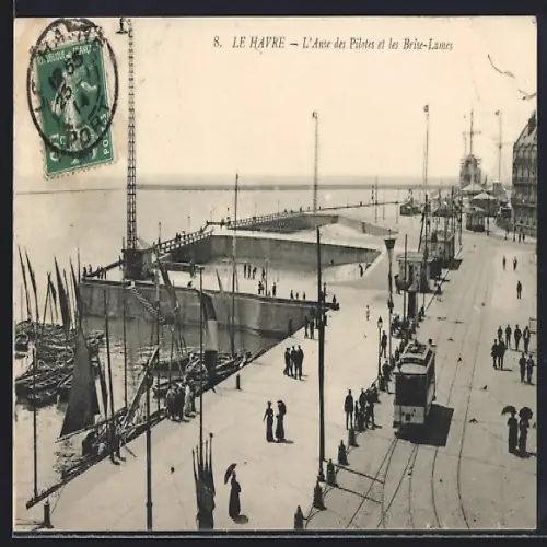 AK Le Havre, L`Anse des Pilotes et les Brise-Lames, Strassenbahn