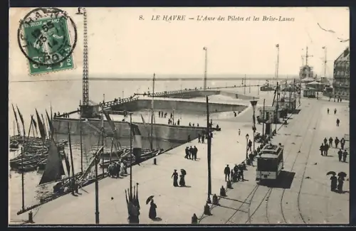 AK Le Havre, L`Anse des Pilotes et les Brise-Lames, Strassenbahn