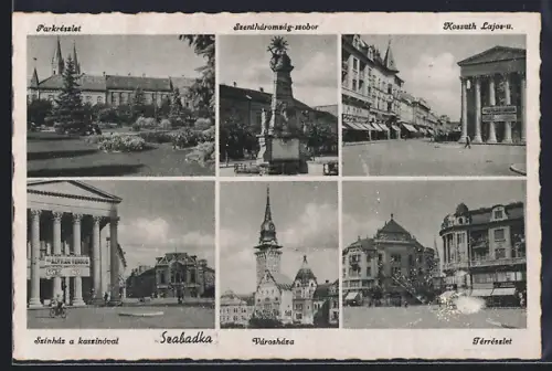 AK Szabadka, Városháza, Kossuth Lajos-u., Parkrészlet