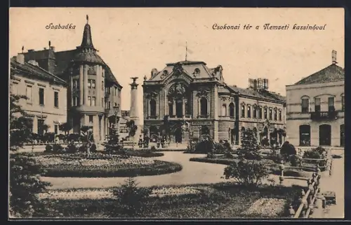 AK Szabadka, Csokonai tér a Nemzeti kaszinóval