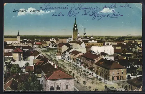 AK Szabadka, Latkep, Panoramablick aus der Vogelschau