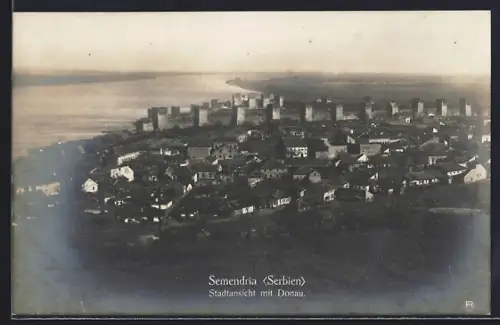 AK Semendria, Ortsansicht mit Donau