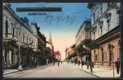 AK Szabadka, Kossuth utca mit Leuten