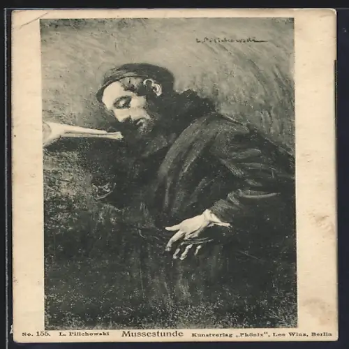 Künstler-AK Jude in einer Mussestunde