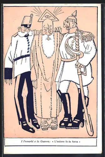 Künstler-AK Kaiser Franz Josef I. von Österreich und Kaiser Wilhelm II. mit Gott