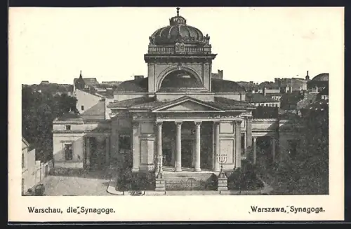 AK Warschau-Warszawa, die Synagoge