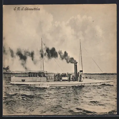 AK Kriegsschiff SMS Schneewittchen bei voller Fahrt