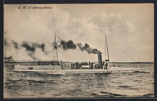 AK Kriegsschiff SMS Schneewittchen bei voller Fahrt