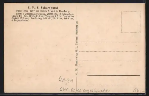 AK Kriegsschiff SMS Scharnhorst, Ostasiengeschwader
