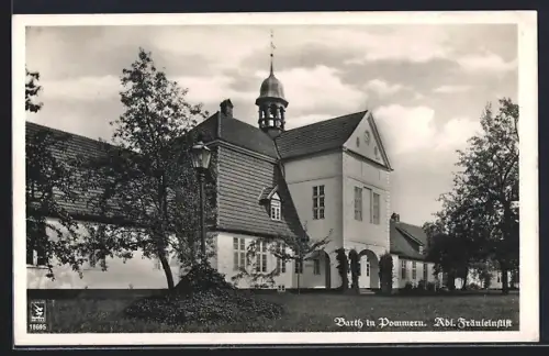 AK Barth in Pommern, Adl. Fräuleinstift mit Anlagen