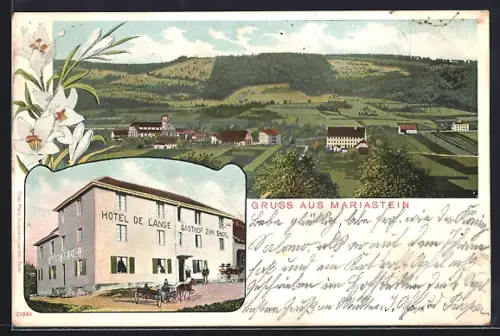 AK Mariastein, Hotel de L`Ange, Gasthof zum Engel, Blick über den Ort