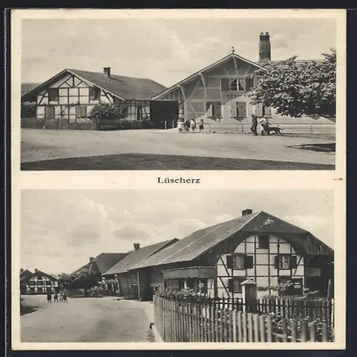 AK Lüscherz, Käserei und Strassenpartie im Ort
