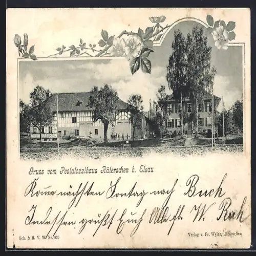 AK Elsau, Pestalozzihaus Räterschen mit Bäumen