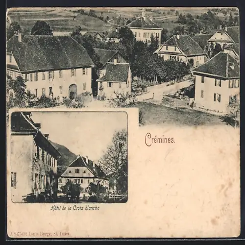 AK Crémines, Hotel de la Croix blanche, Ortsansicht aus der Vogelschau