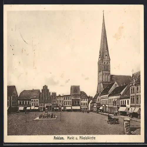 AK Anklam, Blick auf die Nikolaikirche am Markt