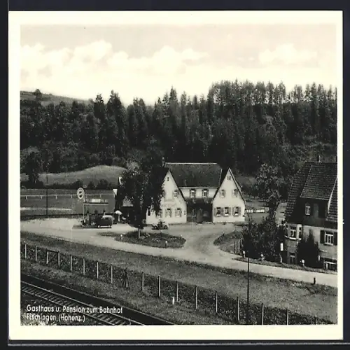 AK Fischingen /Hohenz., Gasthaus und Pension zum Bahnhof, Bes. Gebh. Reich