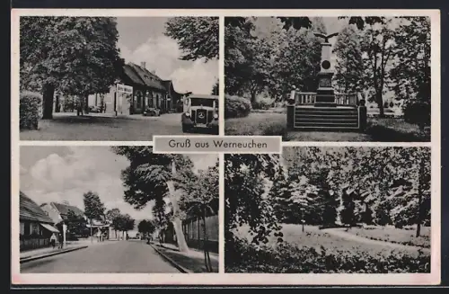 AK Werneuchen, Denkmal, Strassenpartie, Park
