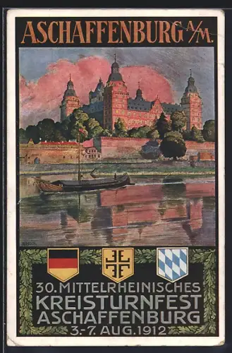 AK Aschaffenburg a/M, 30. Mittelrheinisches Kreisturnfest 1912