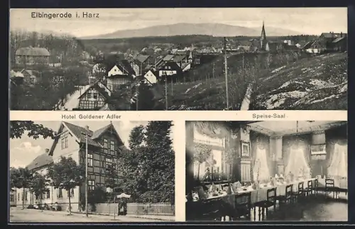 AK Elbingerode i. Harz, Hotel Goldener Adler, Ortsansicht