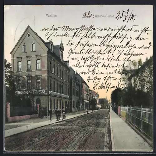 AK Weiden / Oberpfalz, Gasthof z. weissen Hahn in der Bahnhof-Strasse