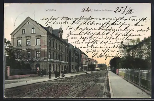 AK Weiden / Oberpfalz, Gasthof z. weissen Hahn in der Bahnhof-Strasse