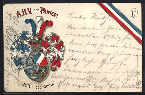 AK Berlin, Studentenwappen, A. H. V. sei`s Panier! Jedem das Seine