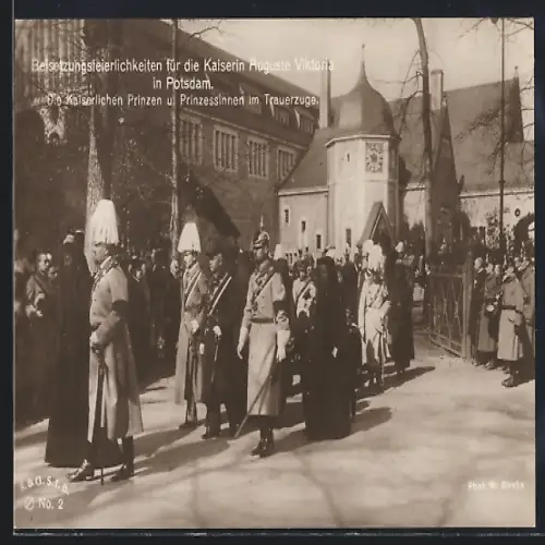AK Potsdam, Beisetzungsfeierlichkeiten für die Kaiserin Auguste Victoria, Die kaiserl. Prinzen und Prinzessinnen