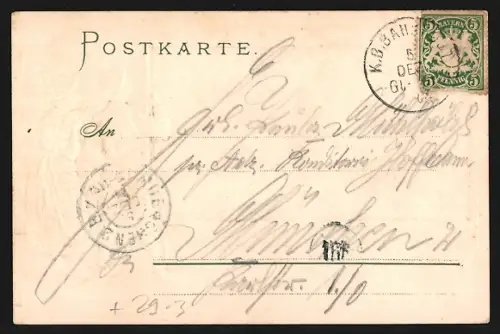 Passepartout-Lithographie Zinneberg, Schloss, Paar in Tracht