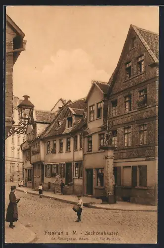 AK Frankfurt a. M.-Sachsenhausen, Gr. Rittergasse, Adam- und Eva-Brunnen