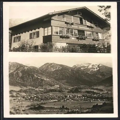 AK Oberstdorf, Haus Hartmann, Ortsansicht aus der Vogelschau