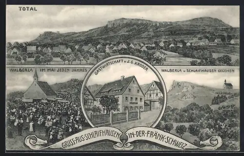 AK Schlaifhausen i. d. Fränk. Schweiz, Walberla, Ortsansicht aus der Vogelschau