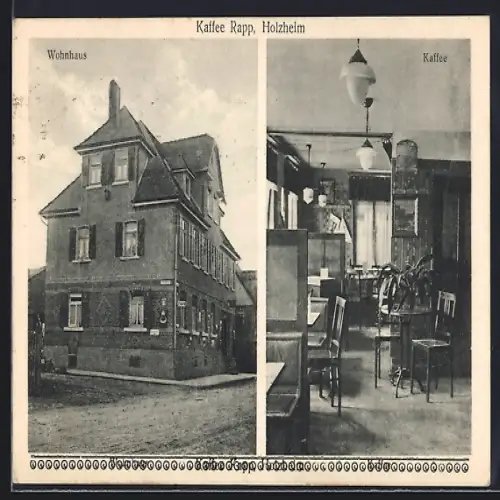 AK Holzheim / Göppingen, Kaffee Rapp, Wohnhaus