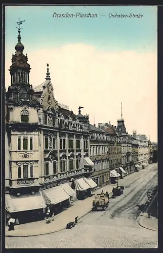 AK Dresden-Pieschen, Geschäft v. Fritze Fanger, Oschatzer-Strasse