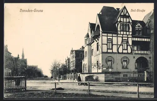 AK Dresden-Gruna, Partie in der Beil-Strasse