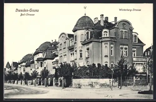AK Dresden-Gruna, Beil-Strasse, Winterberg-Strasse
