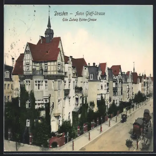 AK Dresden-Striesen, Villen in der Anton Graff-Strasse, Ecke Ludwig Richter-Strasse