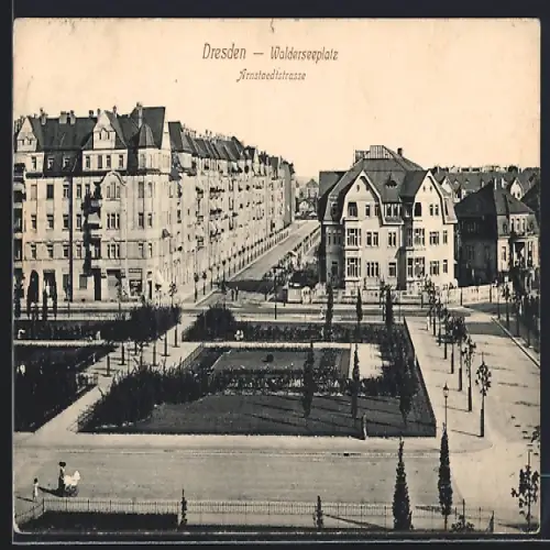 AK Dresden-Striesen, Walderseeplatz, Arnstaedtstrasse