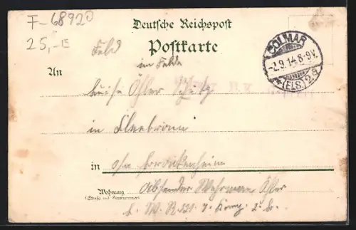 Lithographie Wintzenheim, Restauration zur Hoffnung v. J. B. Isenmann, Rathaus, Kirche