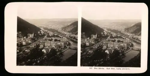Stereo-Fotografie NPG, Ansicht Bad Ems, Blick nach dem Ort mit Lahnpartie